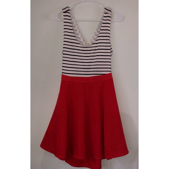 HYFVE Red, Black White Striped Slim Fit Mini Dress